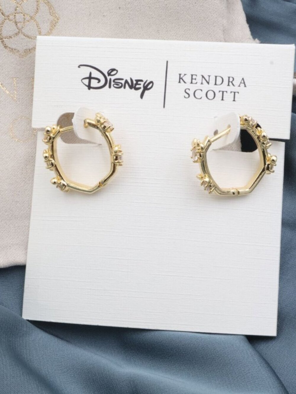 Kendra Scott Disney Gold White Cz Earrings NEW Perfect condition